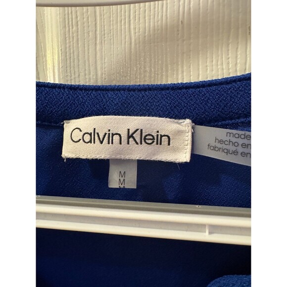 Calvin Klein Women's Royal Blue Blouse Sz M Flutter Sleeve - Picture 3 of 10